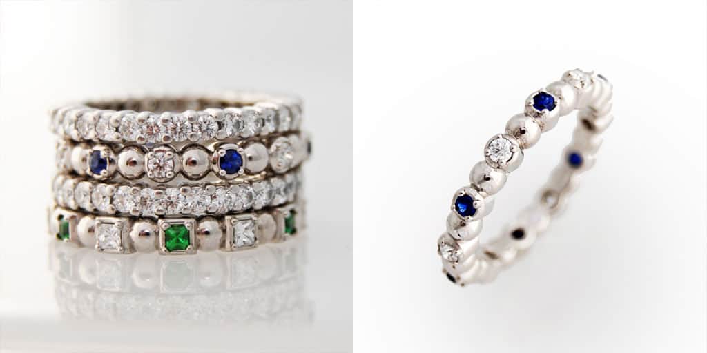 Stackable Eternity Ring Round Sapphires and Diamonds
